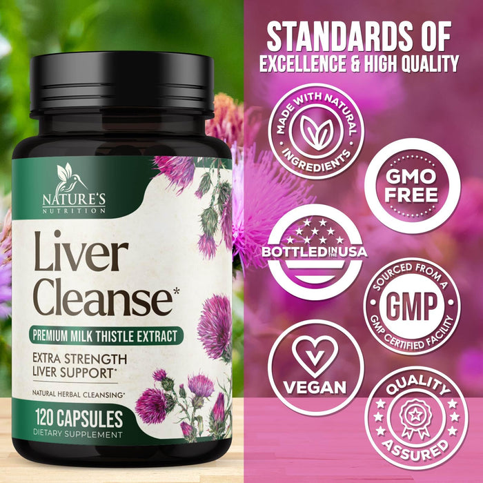 Liver Cleanse Detox & Repair Formula - Herbal Liver Support Supplement with Milk Thistle with Silymarin, Artichoke Extract, Dandelion, Beet, Chicory Root, & Turmeric for Liver Health - 120 Capsules