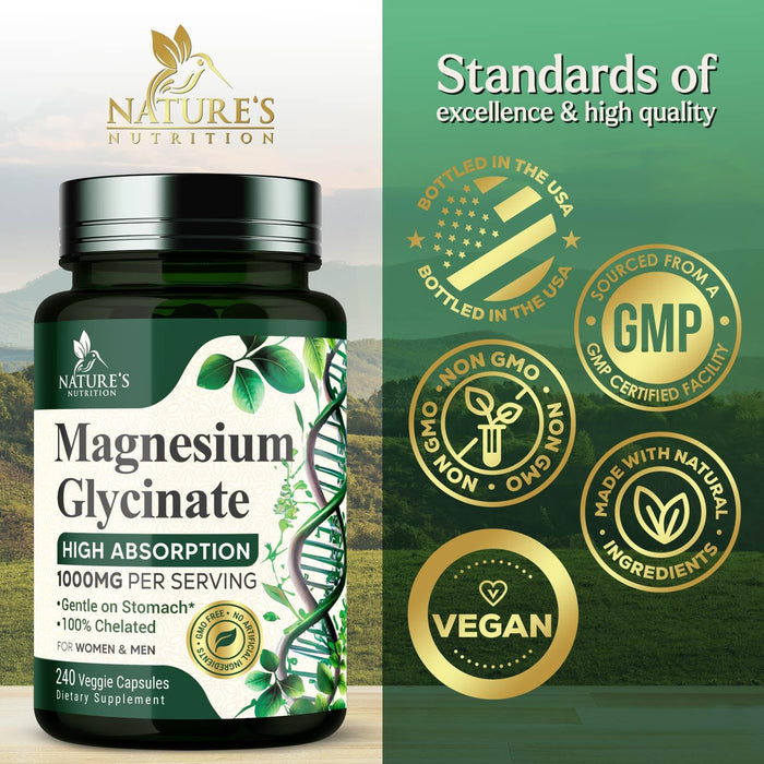 Magnesium Glycinate 1000mg Per Serving – 240 Capsules