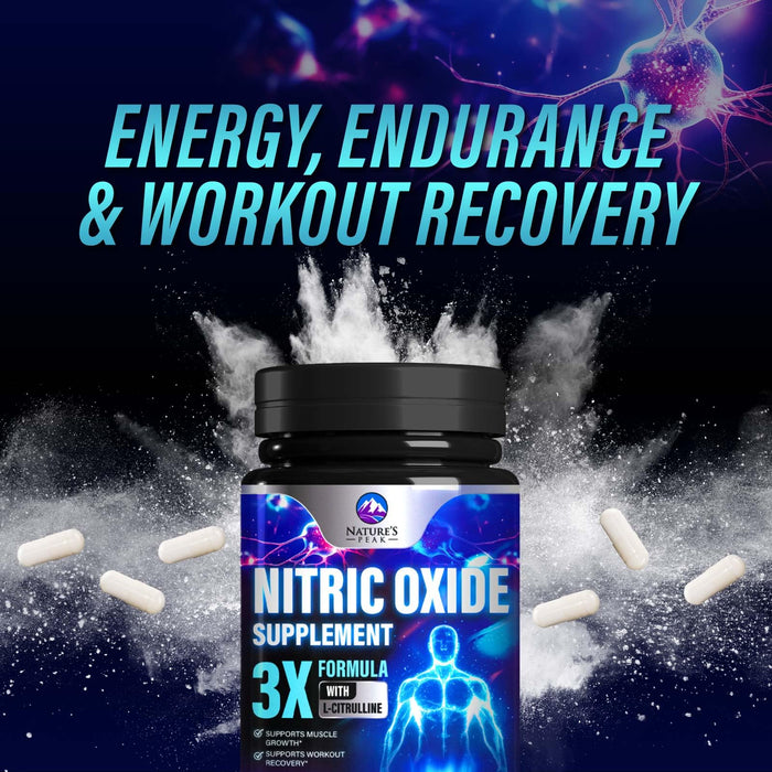 Nitric Oxide Supplement 3000mg L Arginine 3X Strength - Citrulline Malate & AKG - Extra Strength Muscle Supporting Nitric Booster for Muscle Growth & Workout Recovery to Train Harder - 120 Capsules