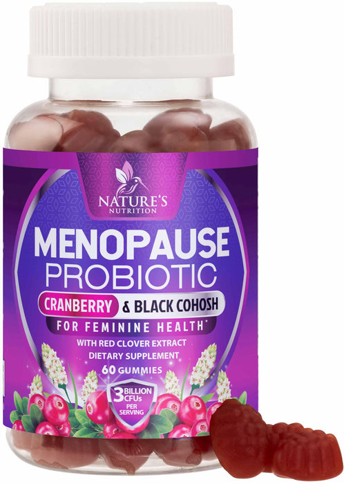 Menopause Supplements for Women - 3 Billion CFU Natural Menopause Relief for Mild Hot Flashes & Night Sweats, PH, Vaginal Health Support Probiotics for Women Gummy, Probiotic Supplement - 60 Gummies