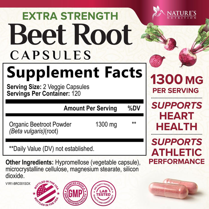 Beet Root Capsules 1300mg – 240 Veggie Capsules