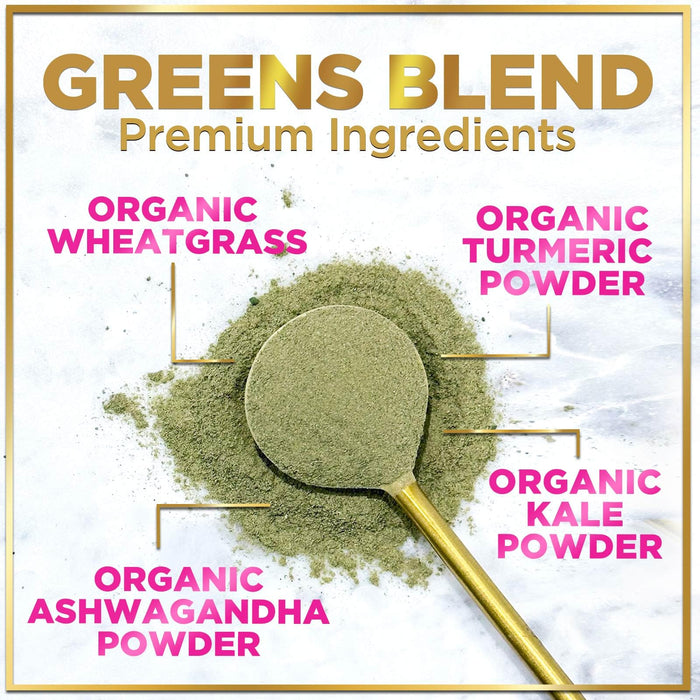 Greens Superfood Powder, Organic Spirulina & Chlorella Greens with Prebiotics & Probiotics, Gut Health & Bloating Support for Women, Green Drink Powder for Digestive & Energy Support - 28 Servings