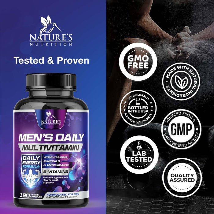 Multivitamin for Men - Vitamin A, C, D, E, Zinc, Calcium, Multivitamins for Immune Health Support, Vitamin B12, Men’s Daily Multivitamin Supplement Capsules, Non-GMO Mens Multi Vitamins - 120 Capsules