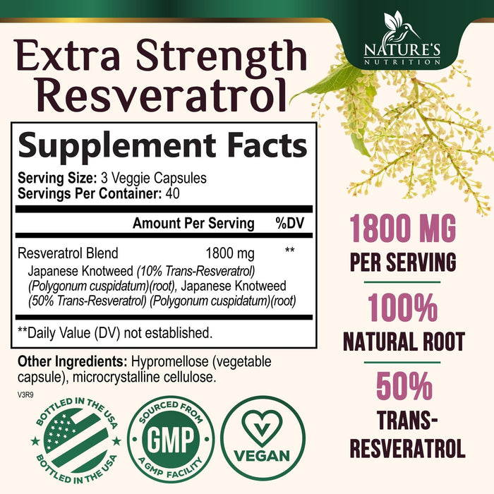 Resveratrol 1800mg – 120 Vegan Capsules