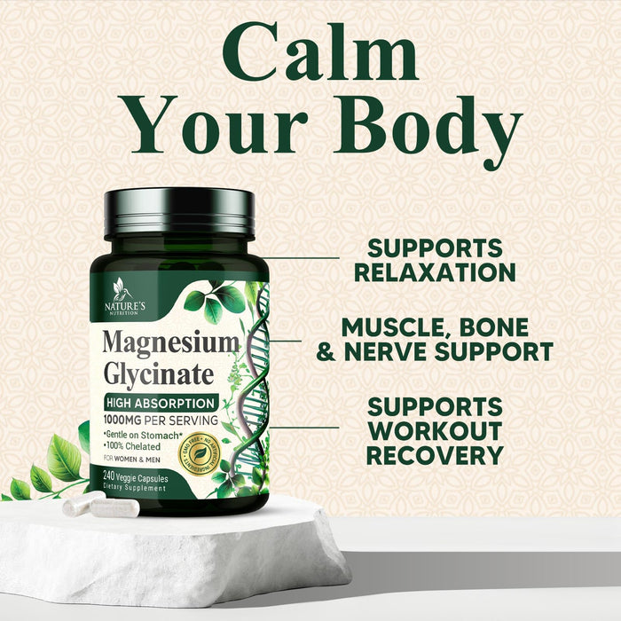 Magnesium Glycinate 1000mg Per Serving – 240 Capsules