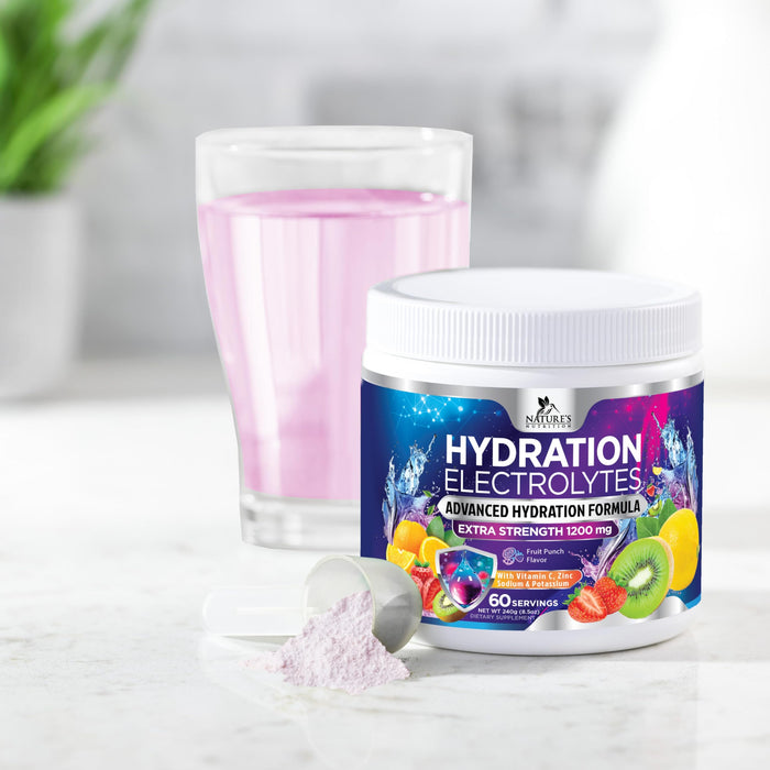 Hydration Replenisher Daily Electrolyte Drink Mix – Hydration Powder for Rapid Hydration with 6 Electrolytes & Minerals, Zero Sugar, Keto, Vegan, Non-GMO & Sugar-Free Electrolyte Powder - 60 Servings