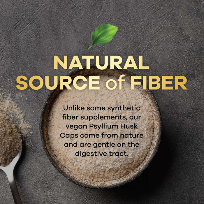 Psyllium Husk Fiber Supplement 1500mg, Natural Daily Soluble & Insoluble Fiber Pills, Psyllium Husk Powder Capsules Supports Digestion Colon Health & Regularity, Plant Based Supplement - 60 Capsules