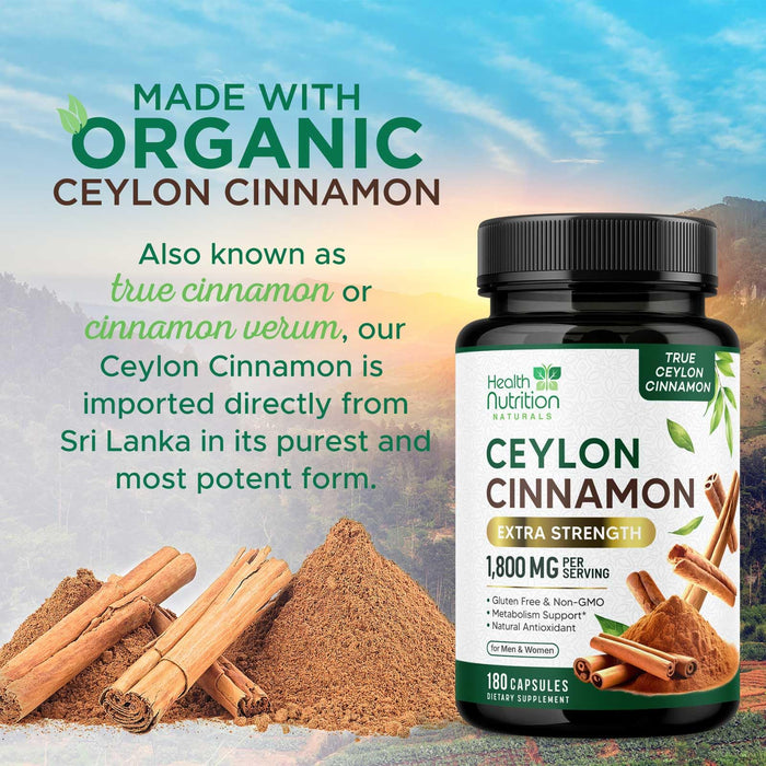 Ceylon Cinnamon Capsules 1800mg – 180 Capsules