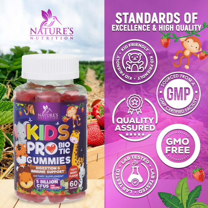 Probiotics for Kids Digestive Health – 5 Billion CFU – 60 Gummies
