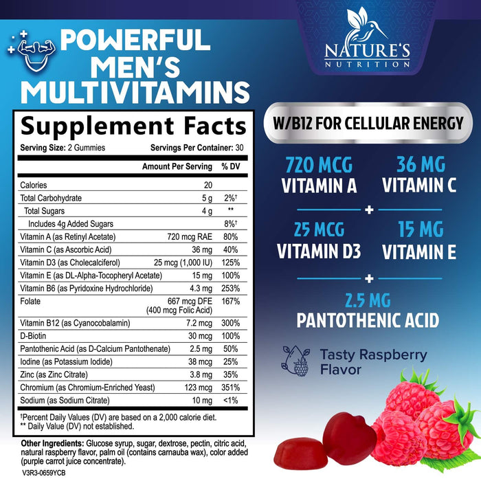 Multivitamin for Men - Daily Mens Multivitamins & Multiminerals with Vitamin D, Vitamin C, B12 Zinc & More - Energy, Memory, Focus & Immune Health Support - Essential for Men Over 40 - 60 Capsules