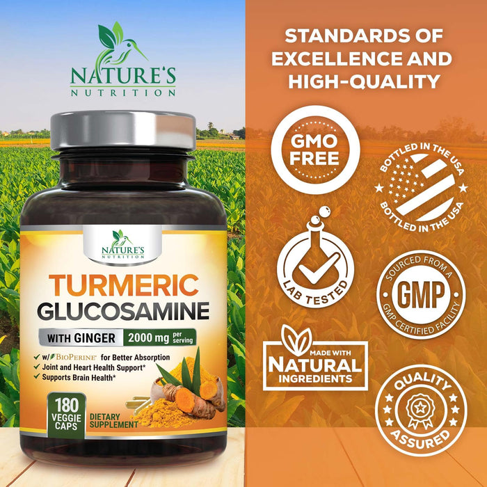 Turmeric Curcumin 2000mg with Glucosamine Chondroitin & Ginger – 180 Capsules