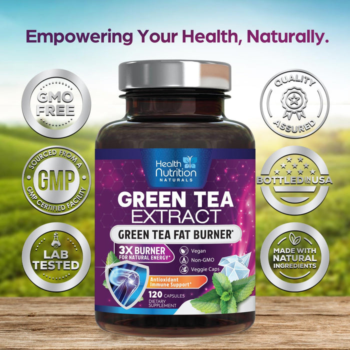 Green Tea Extract Pills - 98% Standardized EGCG 1300mg 3X Strength for Natural Energy - Supports Heart & Antioxidant Health Herbal & Immune Support Supplement Polyphenols & Catechins - 120 Capsules