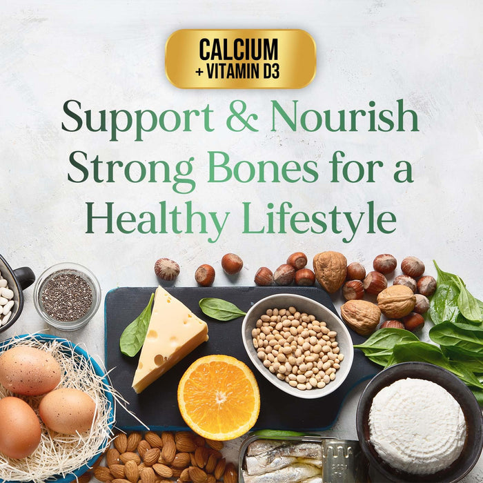 Calcium 1200 mg with Vitamin D3 (1600 IU), Calcium Supplement Vitamins, Bone, Teeth & Immune Health Support, Calcium Supplements with D for Women & Men, Nature's Absorbable Carbonate - 120 Tablets