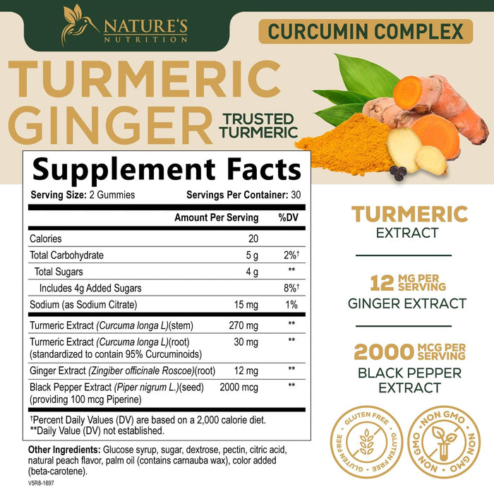 Turmeric and Ginger Gummies – 60 Count