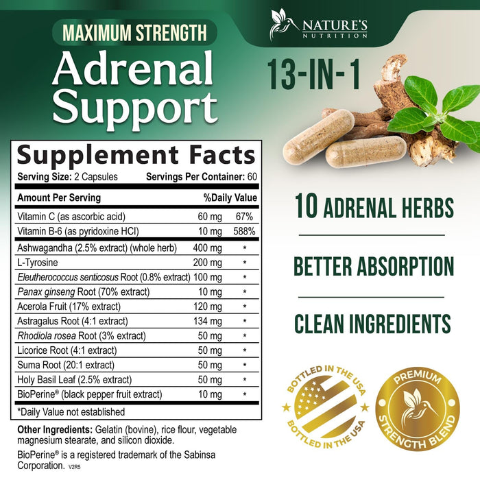 Adrenal Support Supplements Cortex Complex, Best Energy Supplement, Supports Cortisol Health & Energy Levels, Daily Ashwagandha for Women & Men, Supports Adrenal Fatigue & Immune System, 120 Capsules