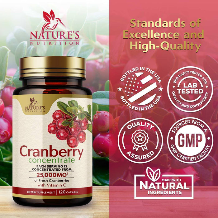 Cranberry Pills with Vitamin C & E - Cranberry Supplements for Men & Women, Urinary Tract Health Support, Sugar Free Formula, Gluten Free & Non-GMO, Fruit Cranberry Powder Extract Pill - 120 Capsules