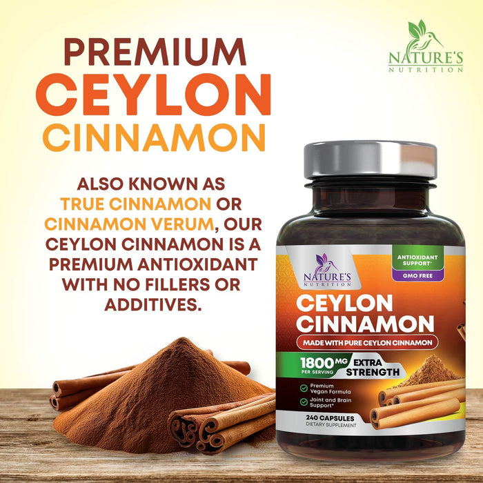 Organic Ceylon Cinnamon 1800mg – 240 Capsules