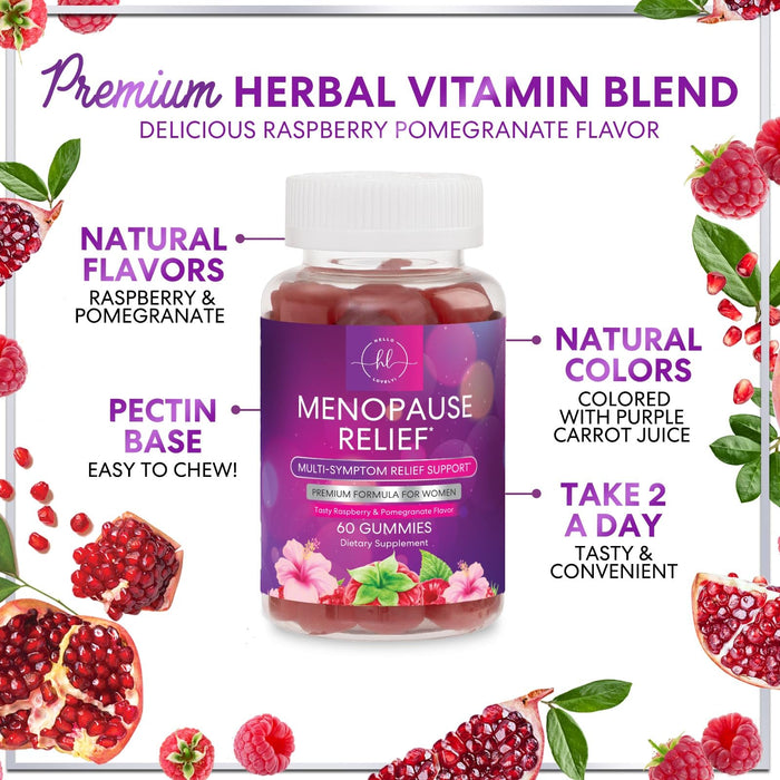 Menopause Supplements for Women - Complete Natural Mild Hot Flashes & Night Sweats Support, Multi Benefit Menopause Relief Gummy, Support for Balance & Energy, Gluten-Free & Non-GMO - 60 Gummies