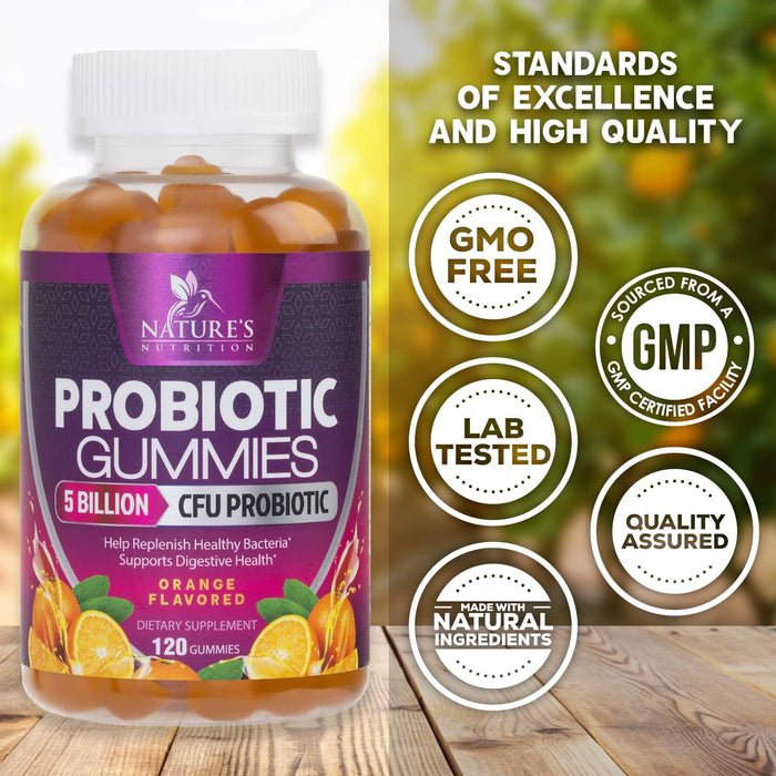 Probiotic Gummies for Women & Men's Digestive Health, 5 Billion CFU, Best Daily Probiotics Gummy for Vaginal, Immune Support & Gut Health, Supports Occasional Constipation Gas & Bloating, 120 Gummies