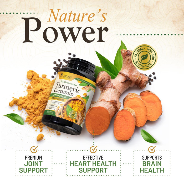 Turmeric Curcumin Supplement 1500mg - Organic Tumeric & BioPerine Black Pepper for Best Absorption with 95% Curcuminoids, Nature's Joint & Immune Support, Non-GMO, Bottled in USA - 360 Capsules