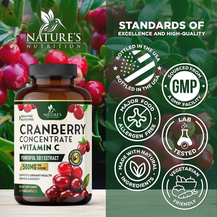 Cranberry Pills for Women – 500mg – 60 Capsules