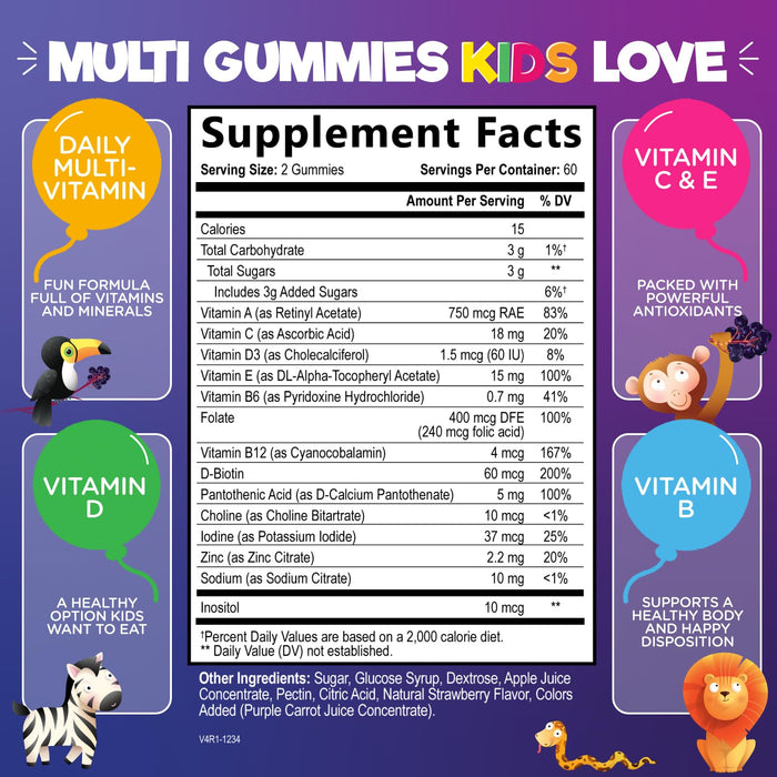 Multivitamin for Kids Gummies with Vitamin C – 120 Gummies