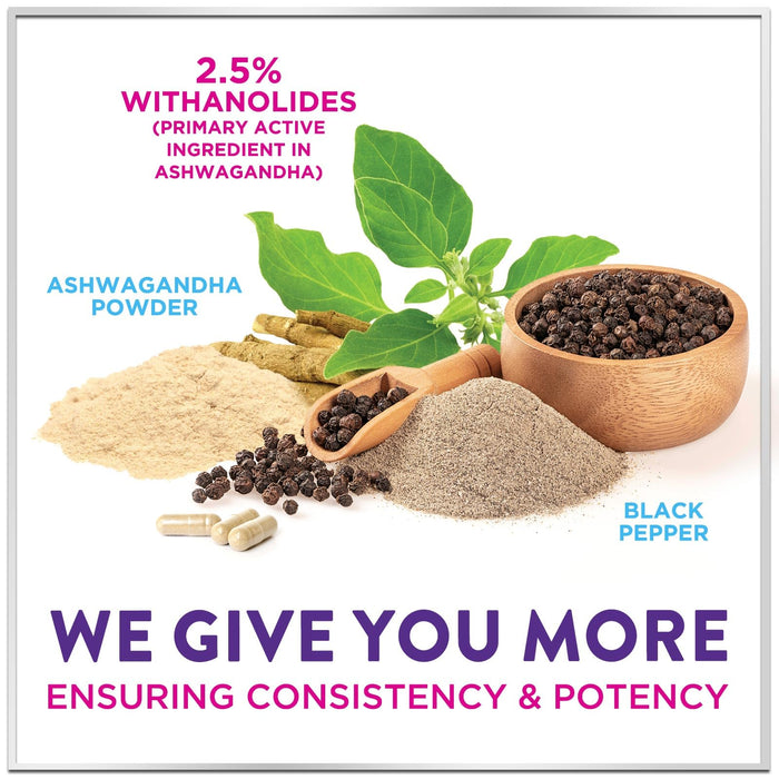 Ashwagandha 2,100 mg - Ashwagandha Supplements for Women in Veggie Capsules with Powder & Root Extract, Black Pepper for High Absorption, Plant Based, Non-GMO, Bottled in the USA - 60 Veggie Capsules