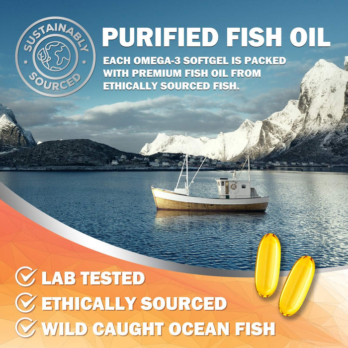 Omega 3 Fish Oil 2400mg - Triple Strength EPA + DHA - 240 Softgels