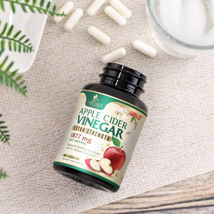 Apple Cider Vinegar Capsules 1877mg - Extra Strength Detox & Cleanse with Vitamin D & Zinc - Premium ACV Pills with Joint Natural Digestion & Immune Support - Vegetarian Supplement - 60 Capsules