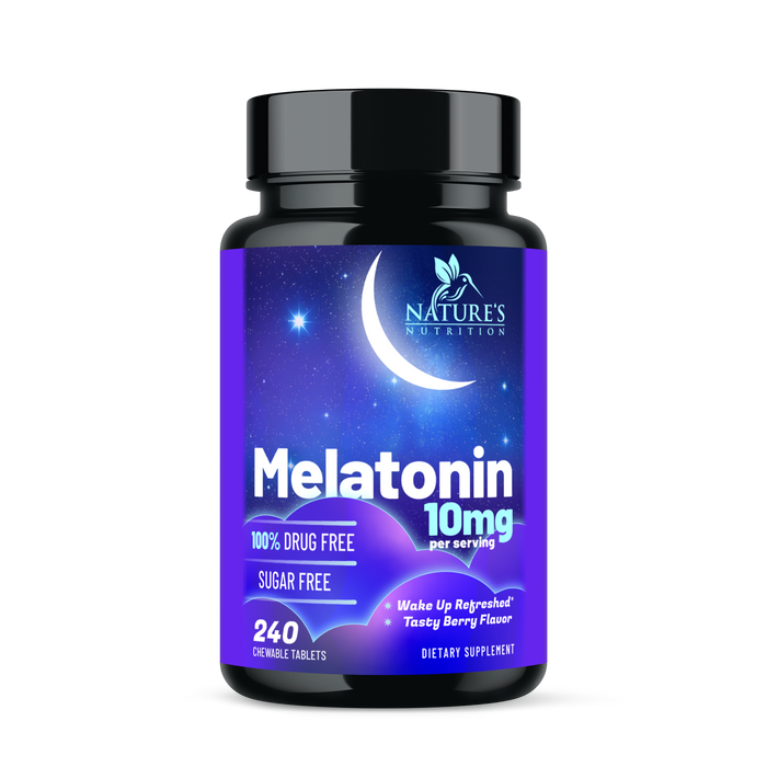 Fast Dissolve Melatonin 10mg, Sleep Support for Adults, Melatonin Sleep Supplement, for Promoting Restful Sleep, Non-Habit Forming, 100% Drug Free, Berry Flavored - 240 Chewable Tablets